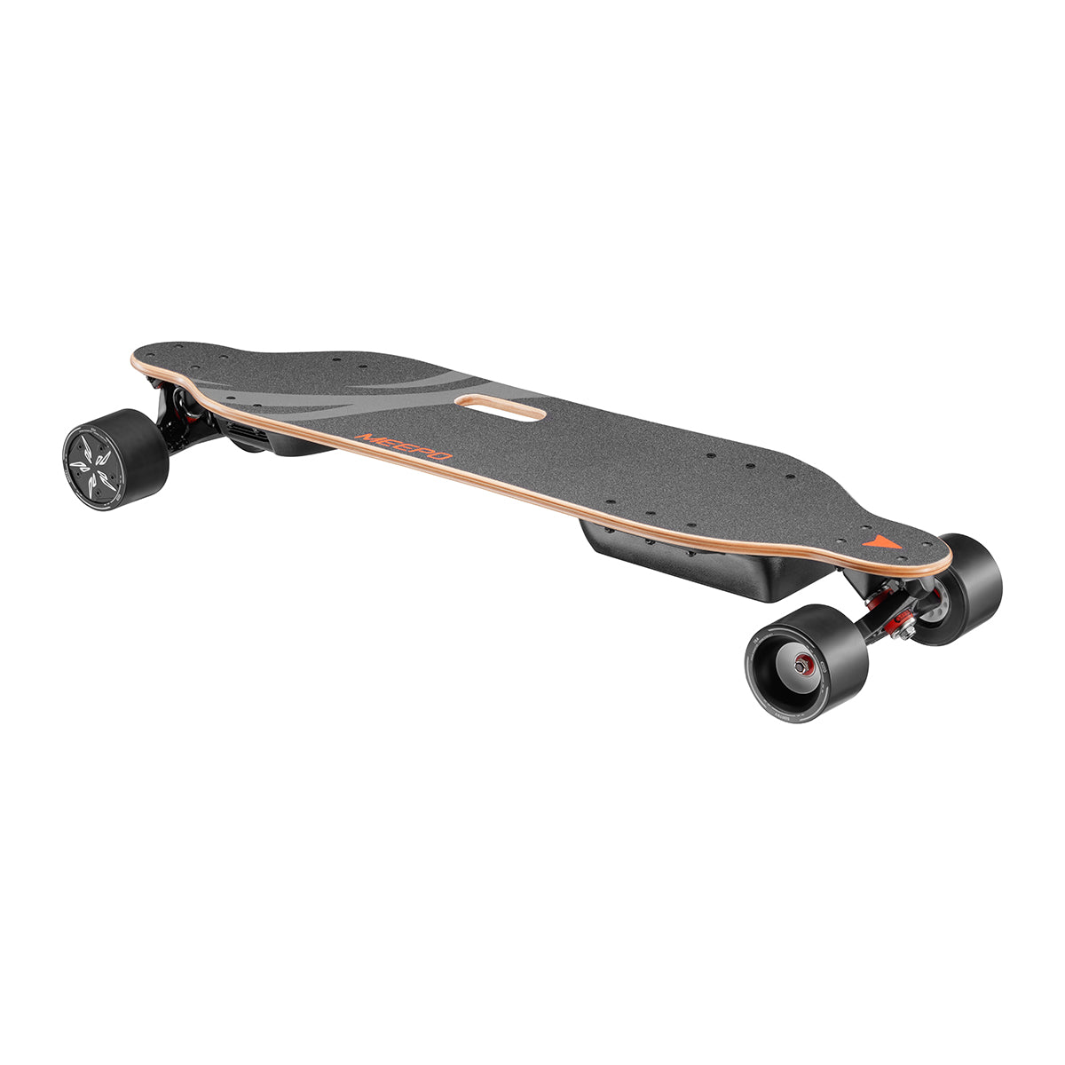 Meepo refurbished electric skateboard with textured black deck and large wheels