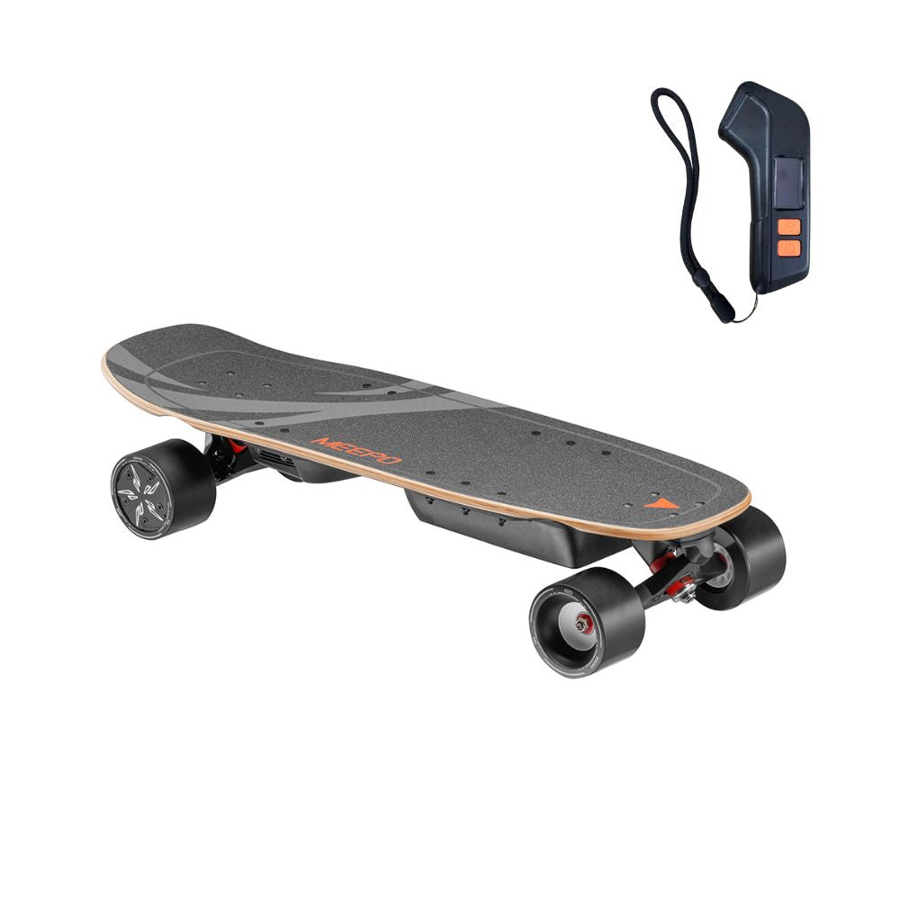 Meepo Atom electric skateboard design with remote control for smooth rides.