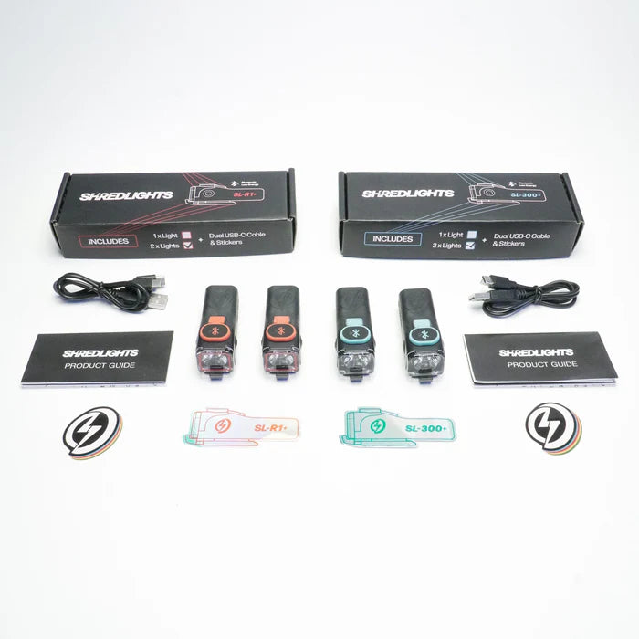 Shredlights SL-300+ Headlights & SL-R1+ Brake Lights Skateboard Bundle