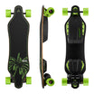 Meepo Envy skateboard with green wheels and bamboo deck design