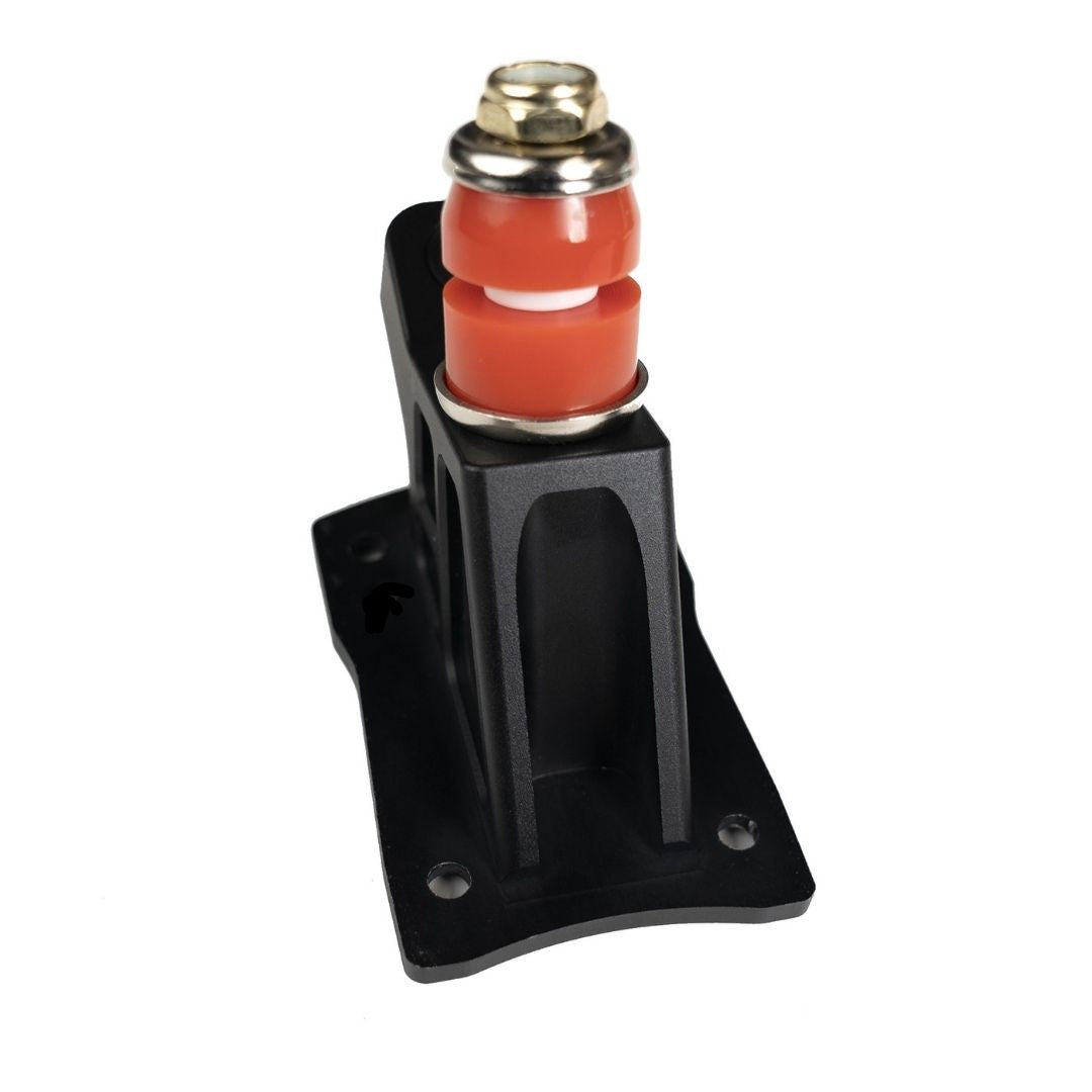 Meepo skateboard truck baseplate with orange bushings for improved stability