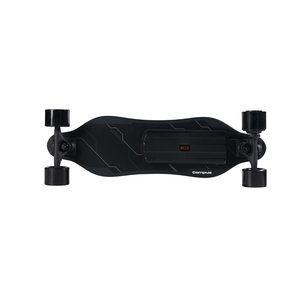 MEEPO Campus electric skateboard top view highlighting its sleek design and structure.