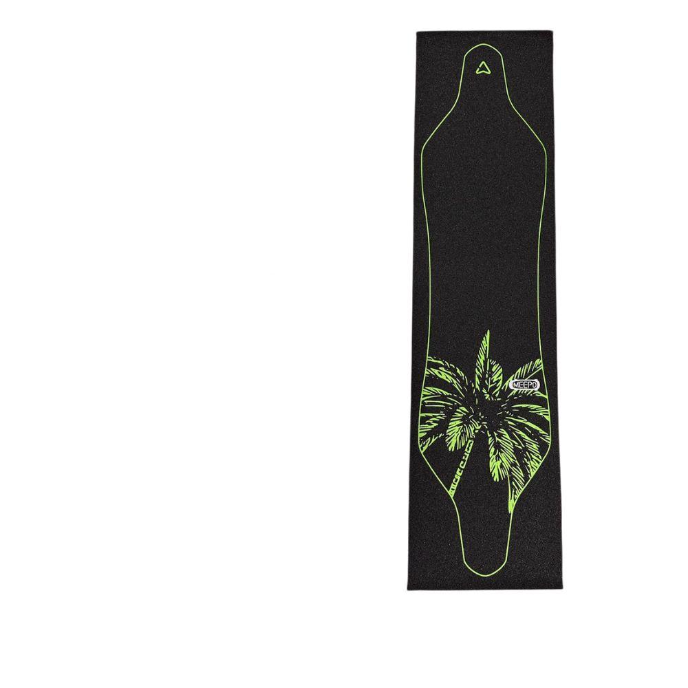 Stylish black grip tape with palm tree design for electric skateboards.