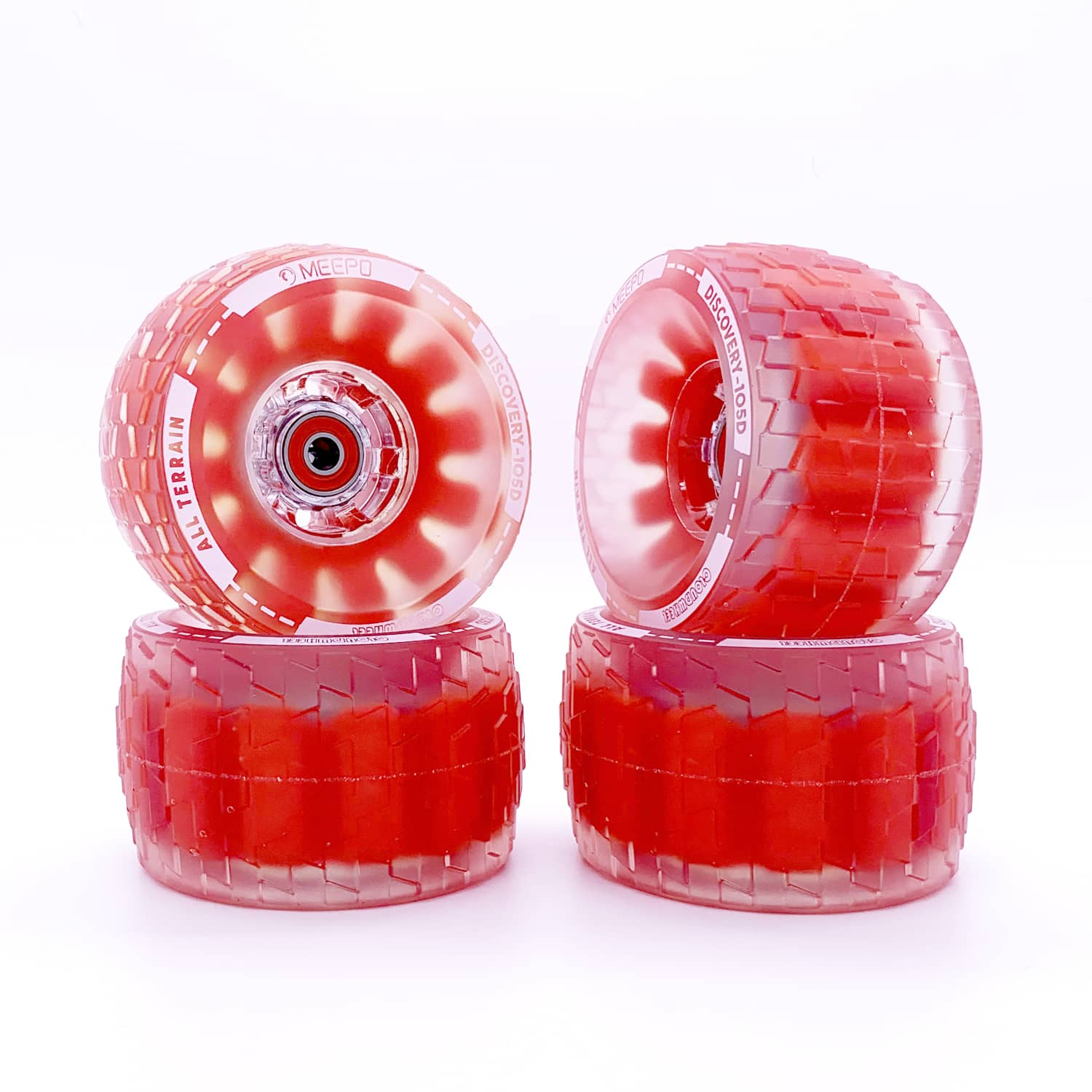 105mm red Meepo Cloudwheels designed for enhanced performance and grip.