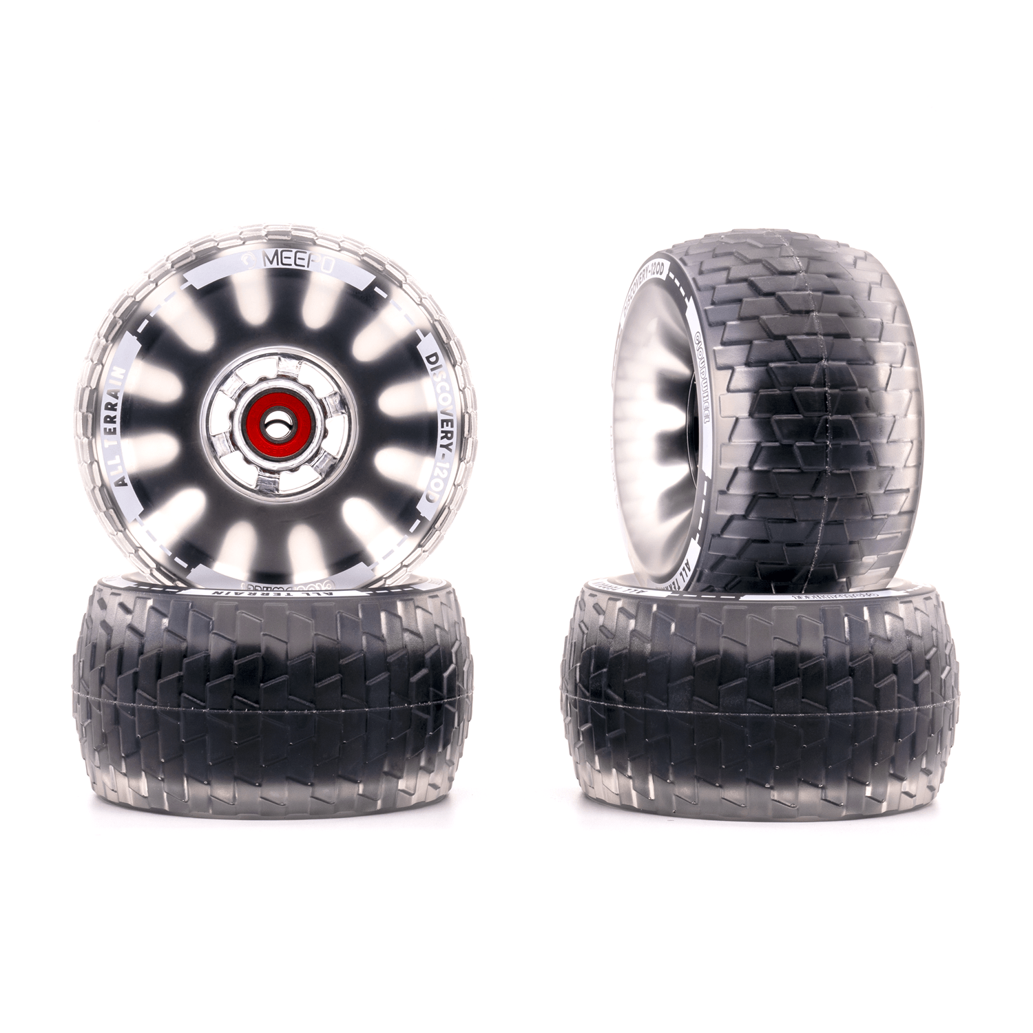 120mm Cloudwheels for Meepo skateboards with textured tread pattern