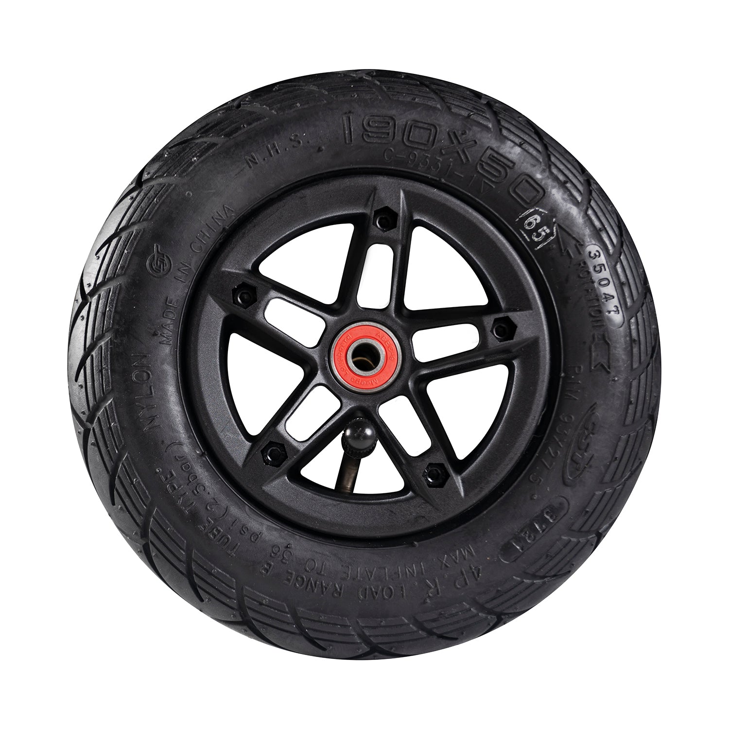 190mm pneumatic tire for electric skateboard with spokes and rubber tread