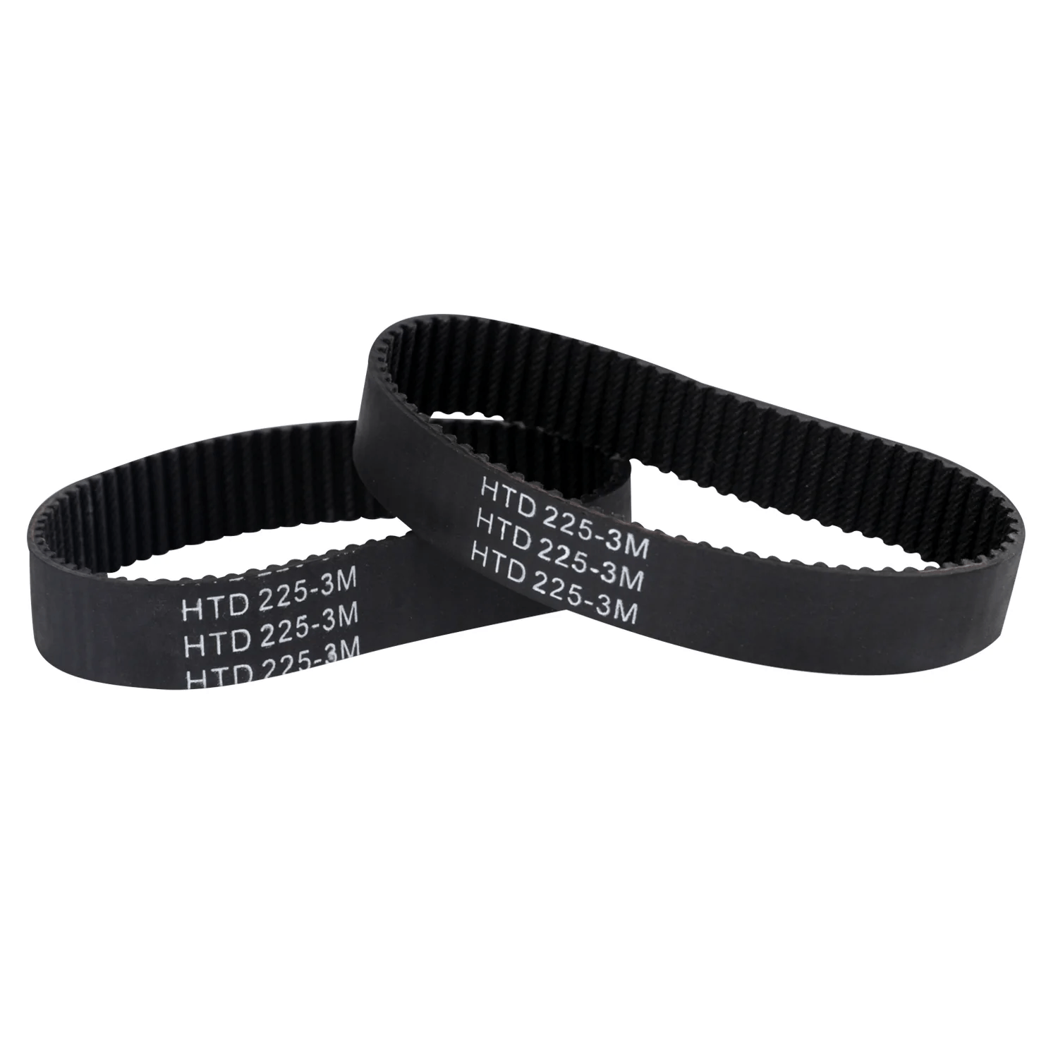 Pair of HTD 225-3M black toothed belts for electric skateboards