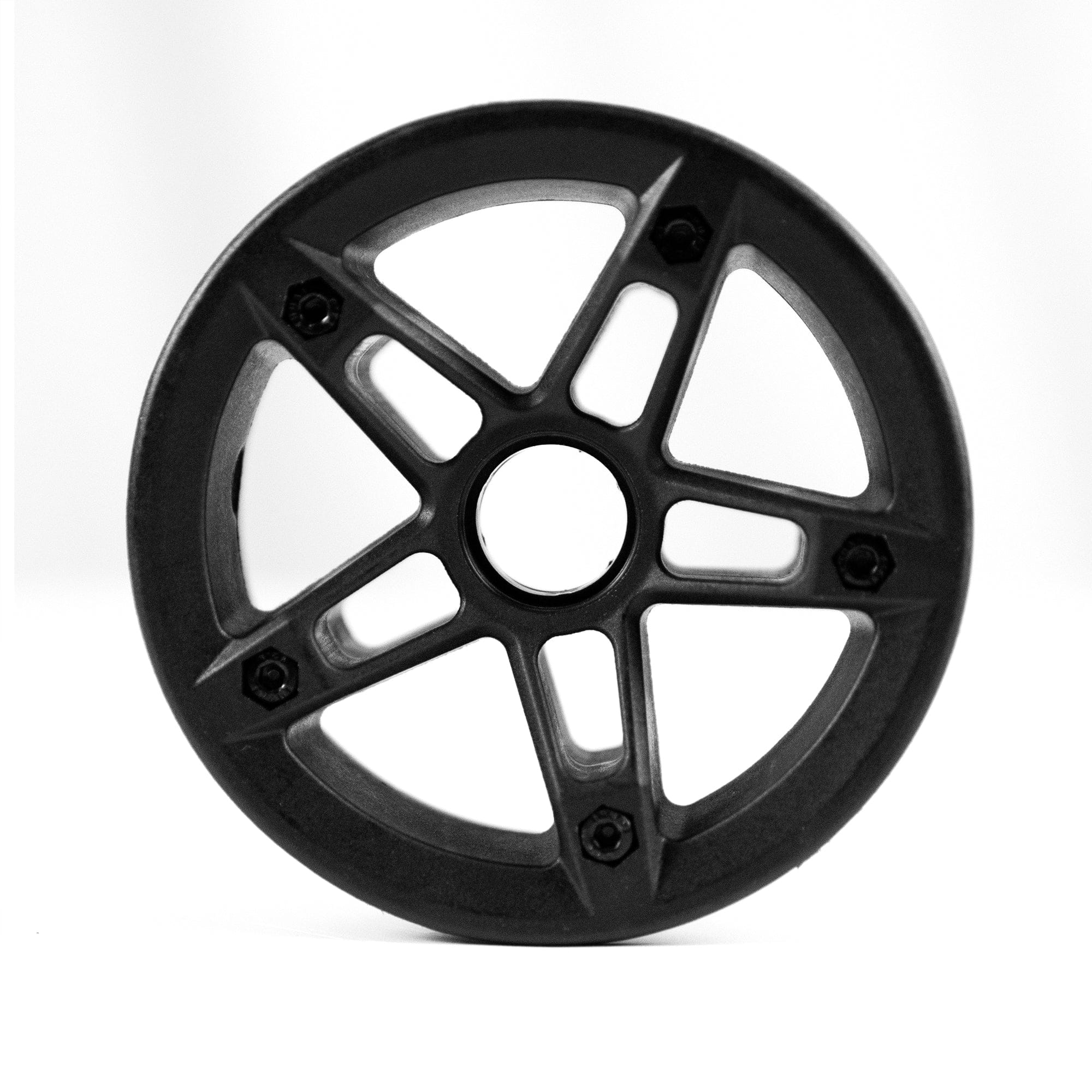 Black electric skateboard wheel hub with six-spoke design