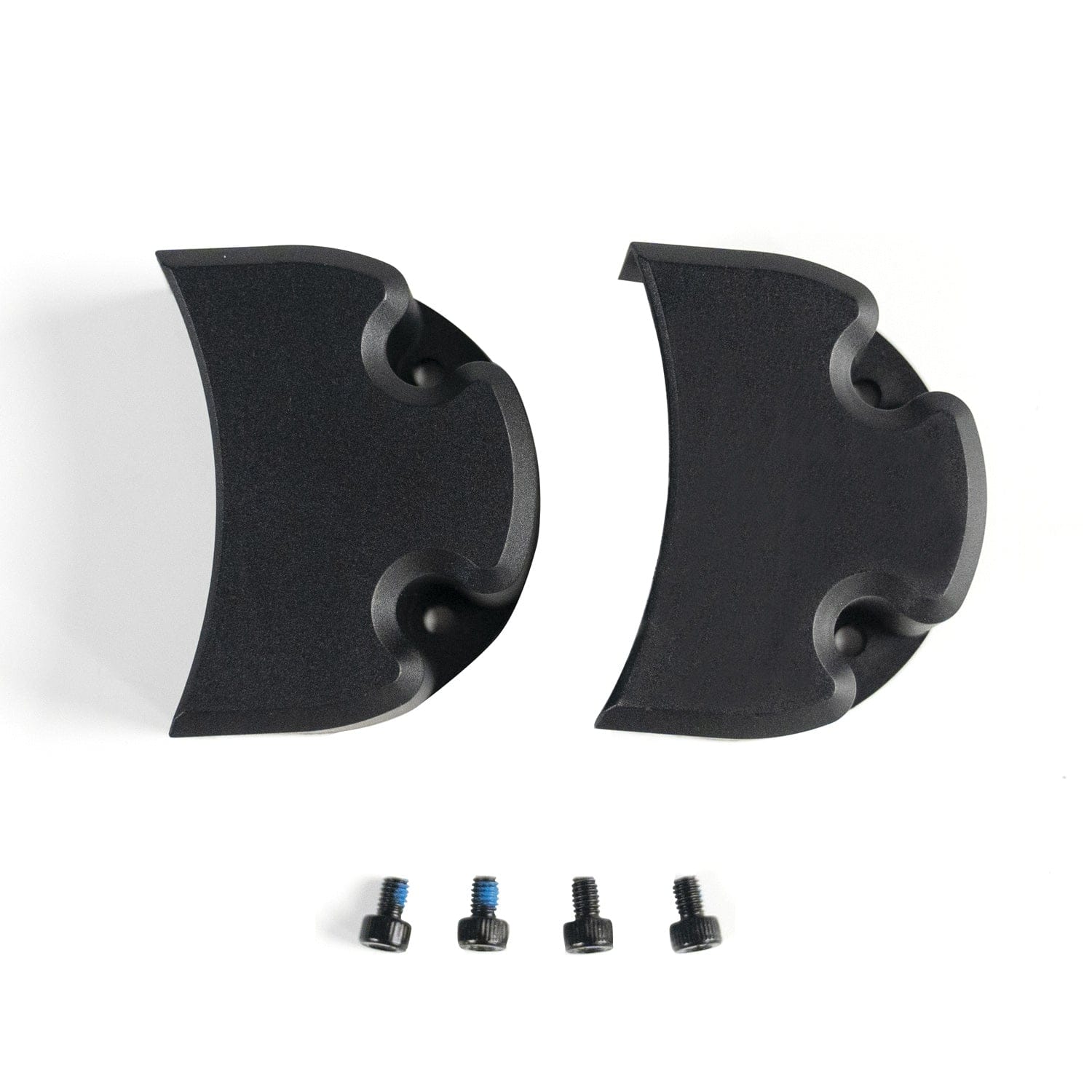 Black motor covers for electric skateboards with screws