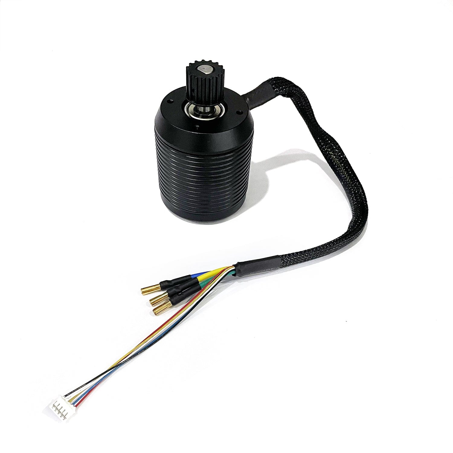 Meepo Hurricane motor with black casing and multicolored wiring connectors.