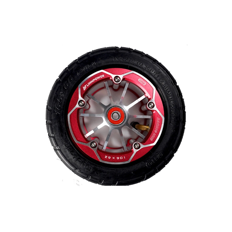 Meepo Cyclone 165mm racing wheel with red rim and rubber tire