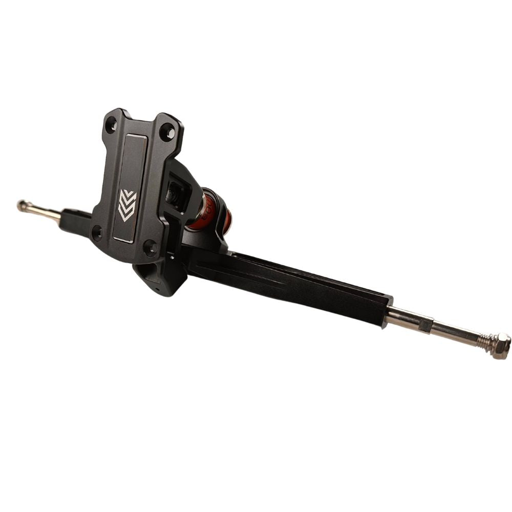 Meepo 10.5-inch CNC truck for all-terrain skateboards with gear drive in black.