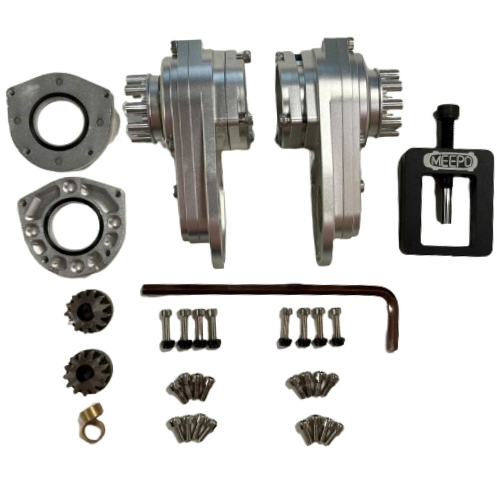 Meepo skateboard gear drive kit components with motor and gearbox parts