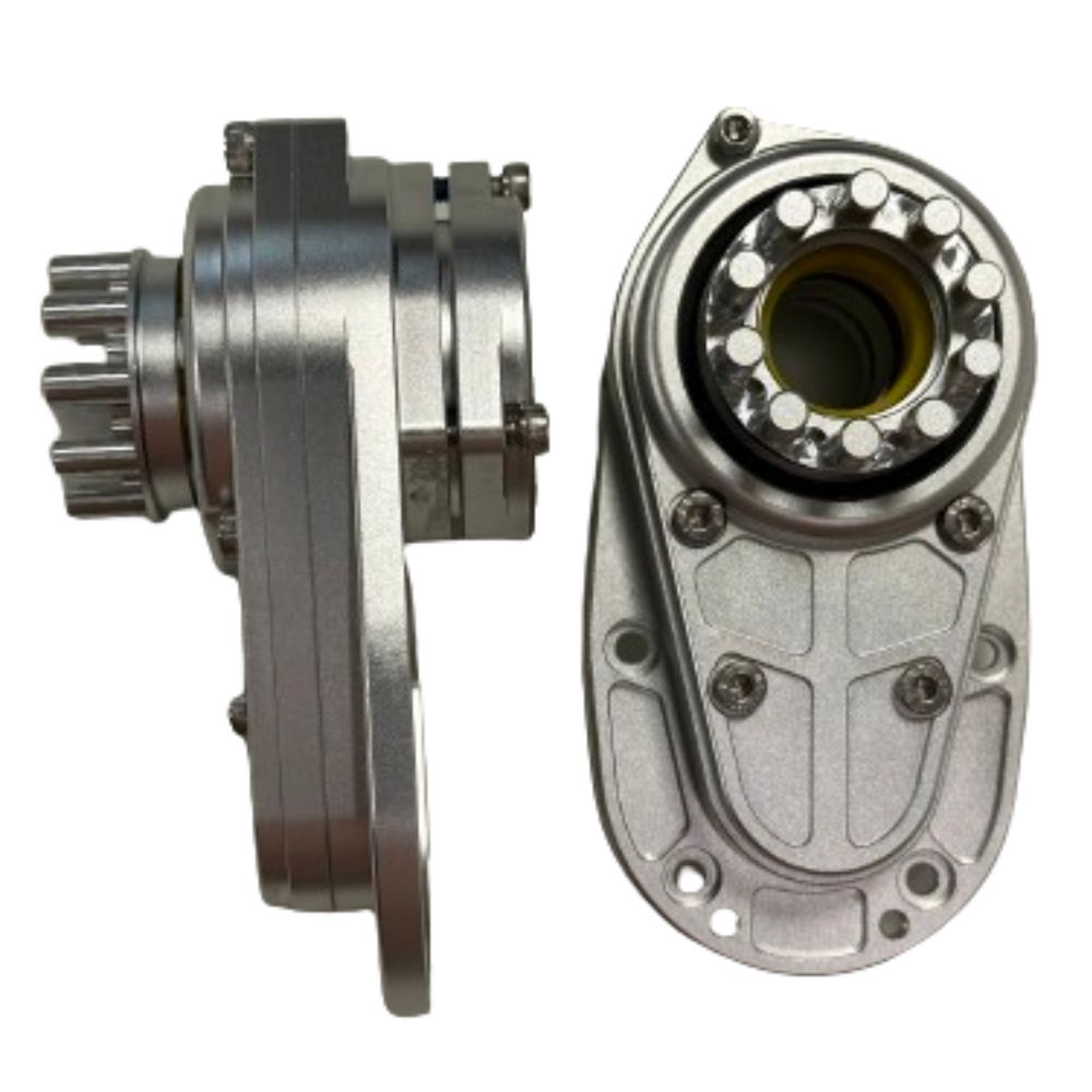 Meepo skateboard motor and gearbox assembly for efficient power transmission.