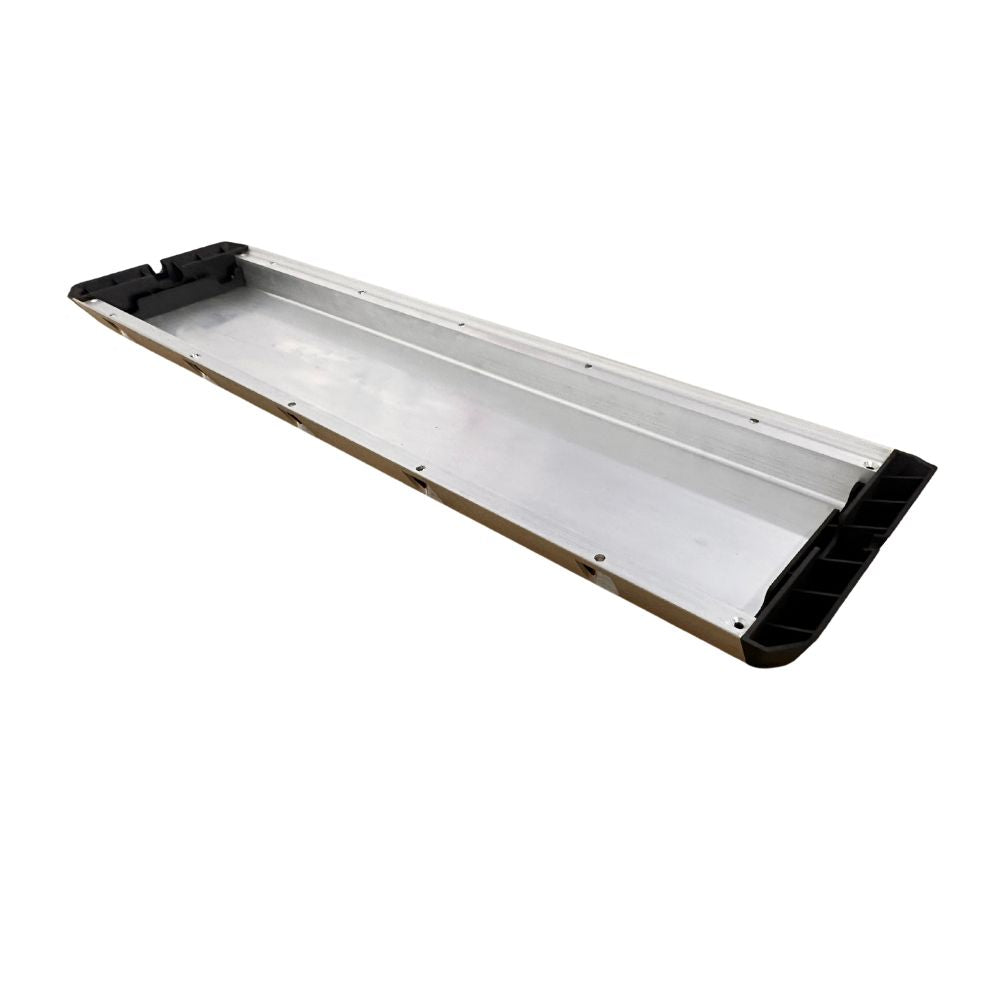 Meepo Monsoon Legacy Raceboard chassis showcasing sleek aluminum design and durability
