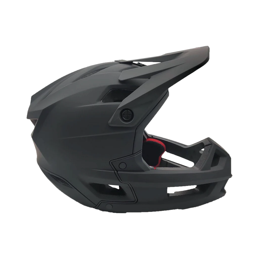 Matte black Predator RS-X helmet side view emphasizing aerodynamic design and visor.