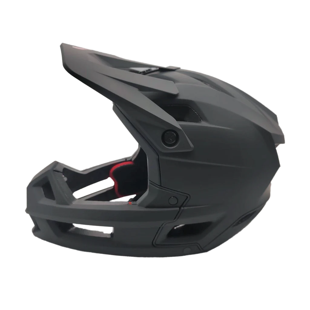 Side profile of matte black Predator RS-X helmet with sleek design and ventilation openings.