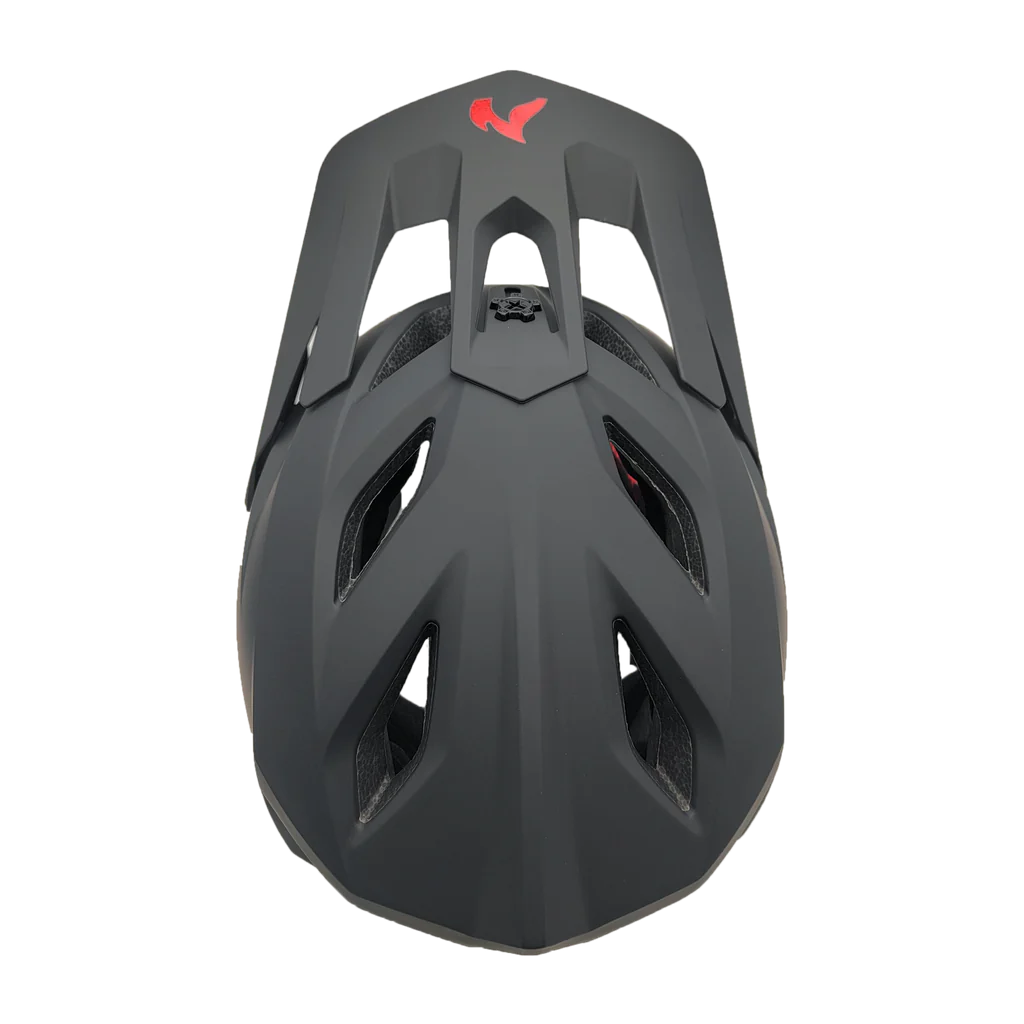 Top view of matte black Predator RS-X helmet showing ventilation and sleek profile.