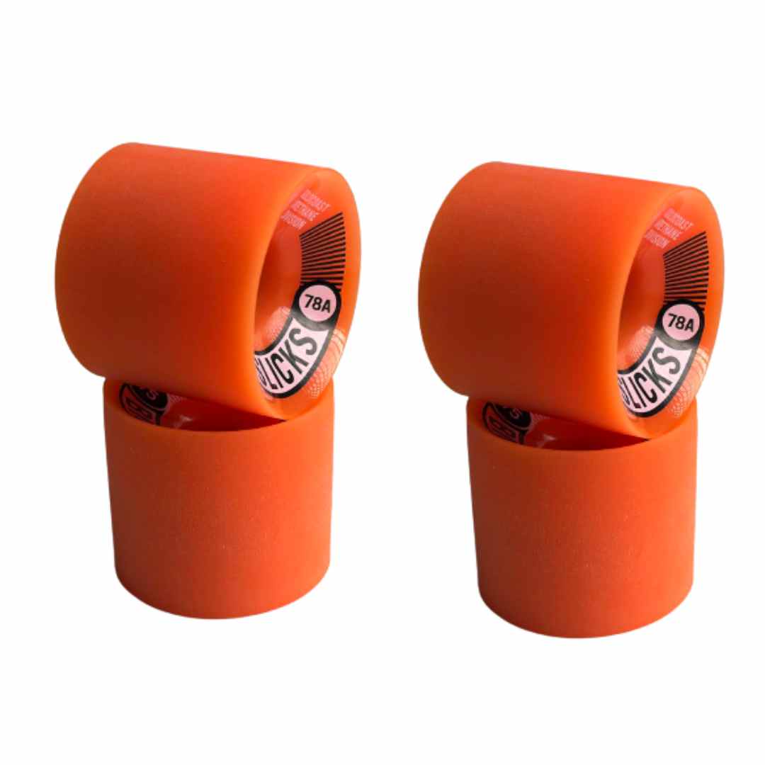 Set of four orange 75mm skateboard wheels with 78A durometer for performance.