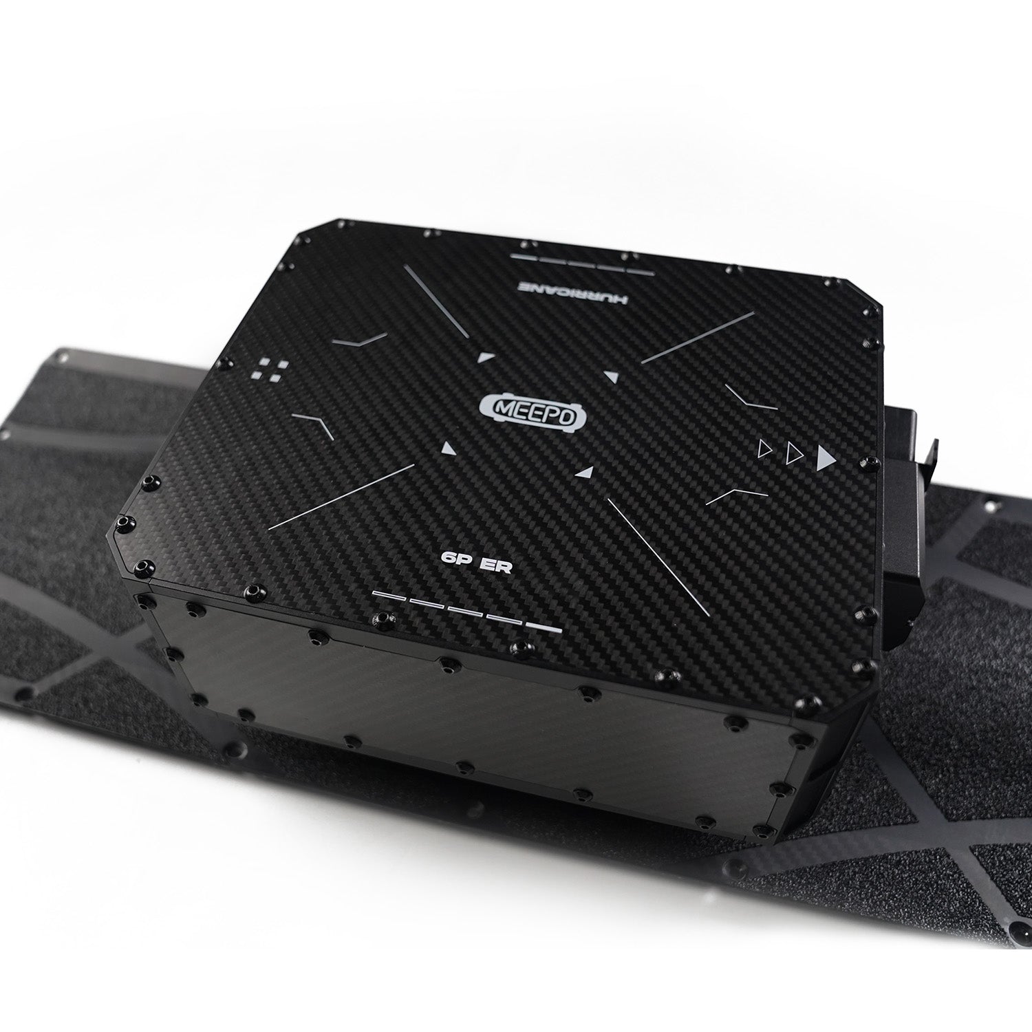 Meepo Surge battery pack on Hurricane carbon skateboard deck