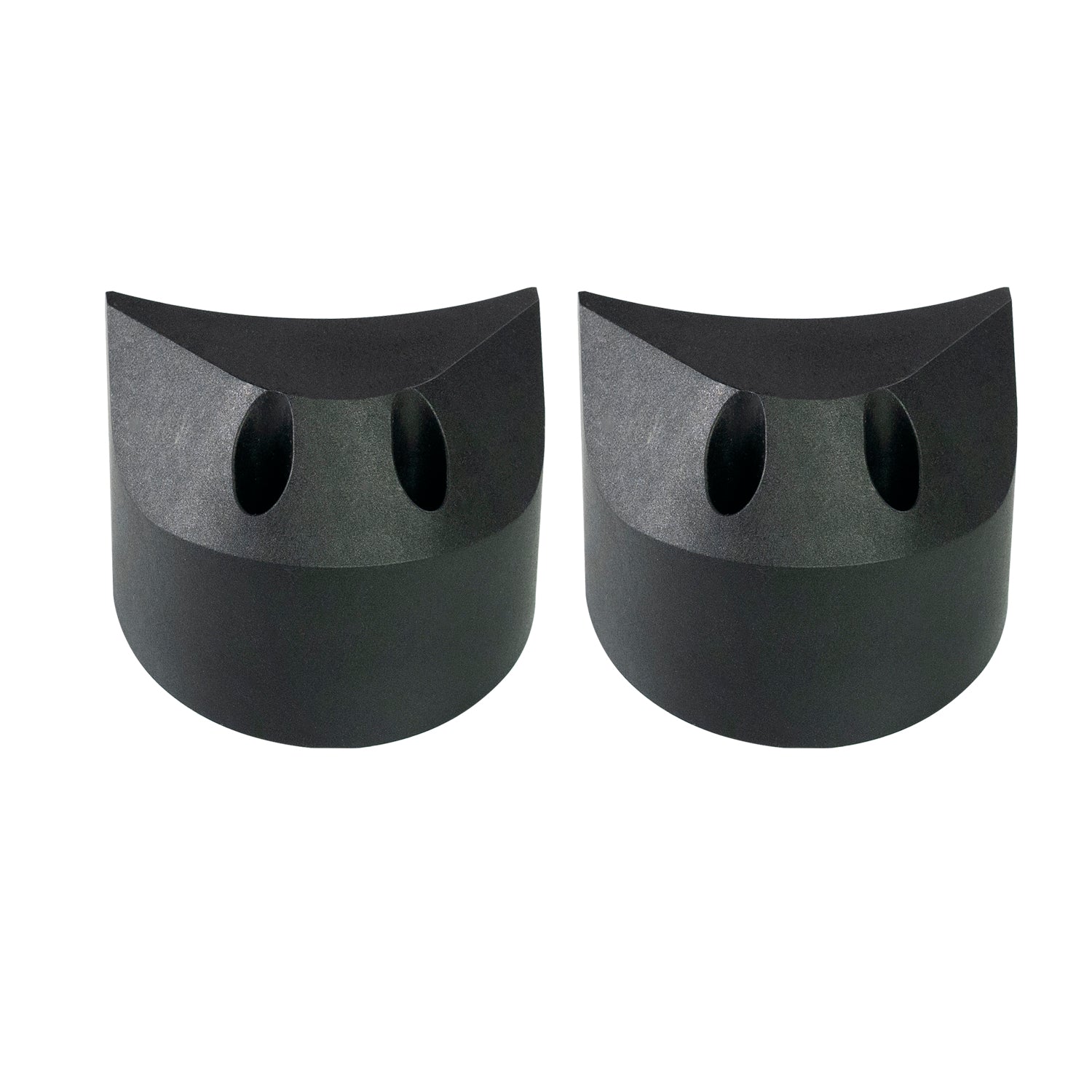 Pair of black electric skateboard motor covers with ventilation openings