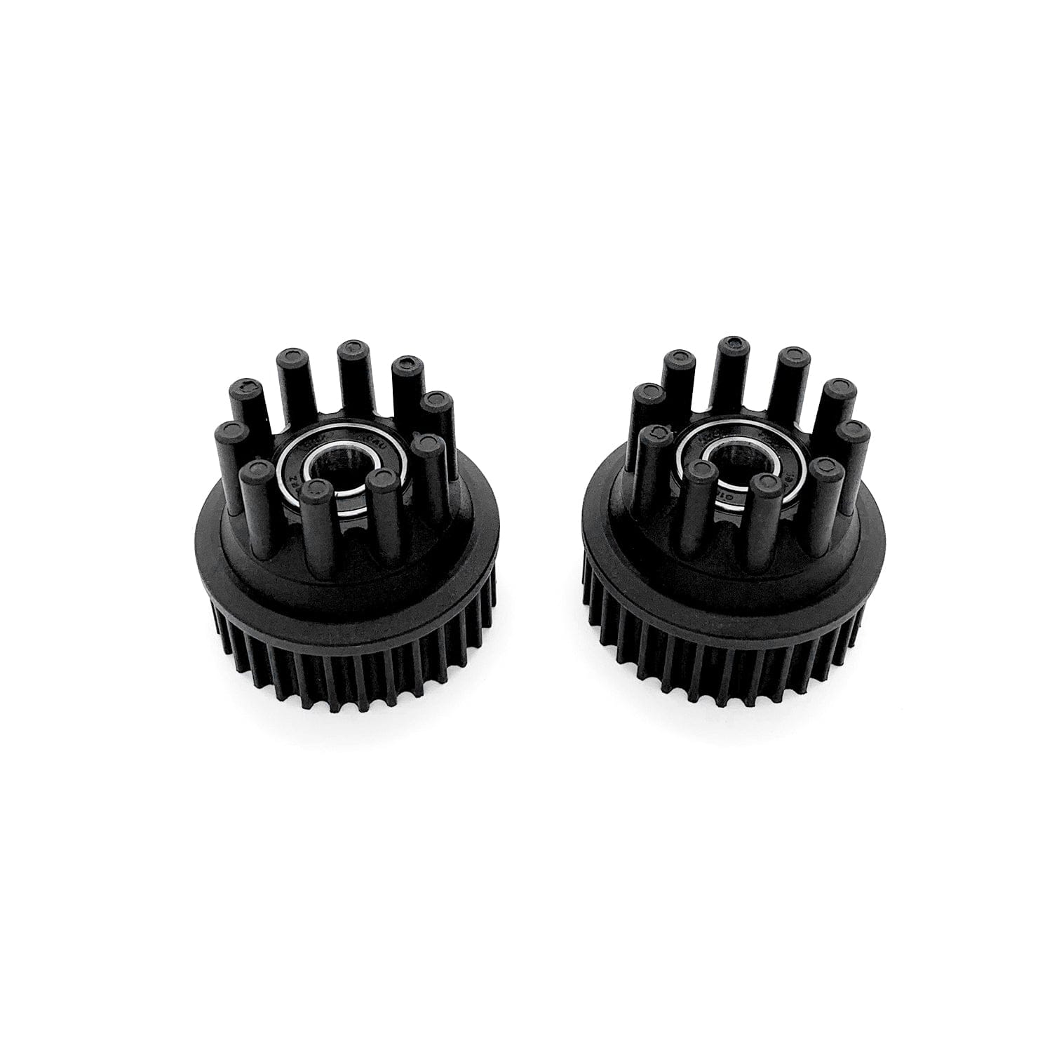 Durable black wheel pulleys with precision bearings for Meepo electric skateboards.