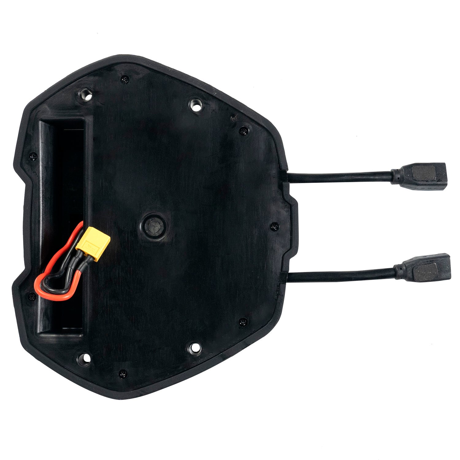 Black speed controller for electric skateboard with durable enclosure and two output cables