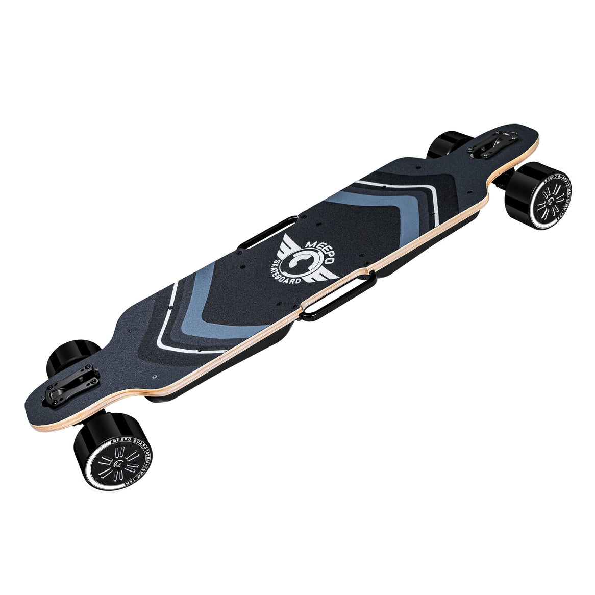 Meepo Board Electric Skateboard with All Wheel Drive - Side View, Grip Tape, Handles, Hub Motors