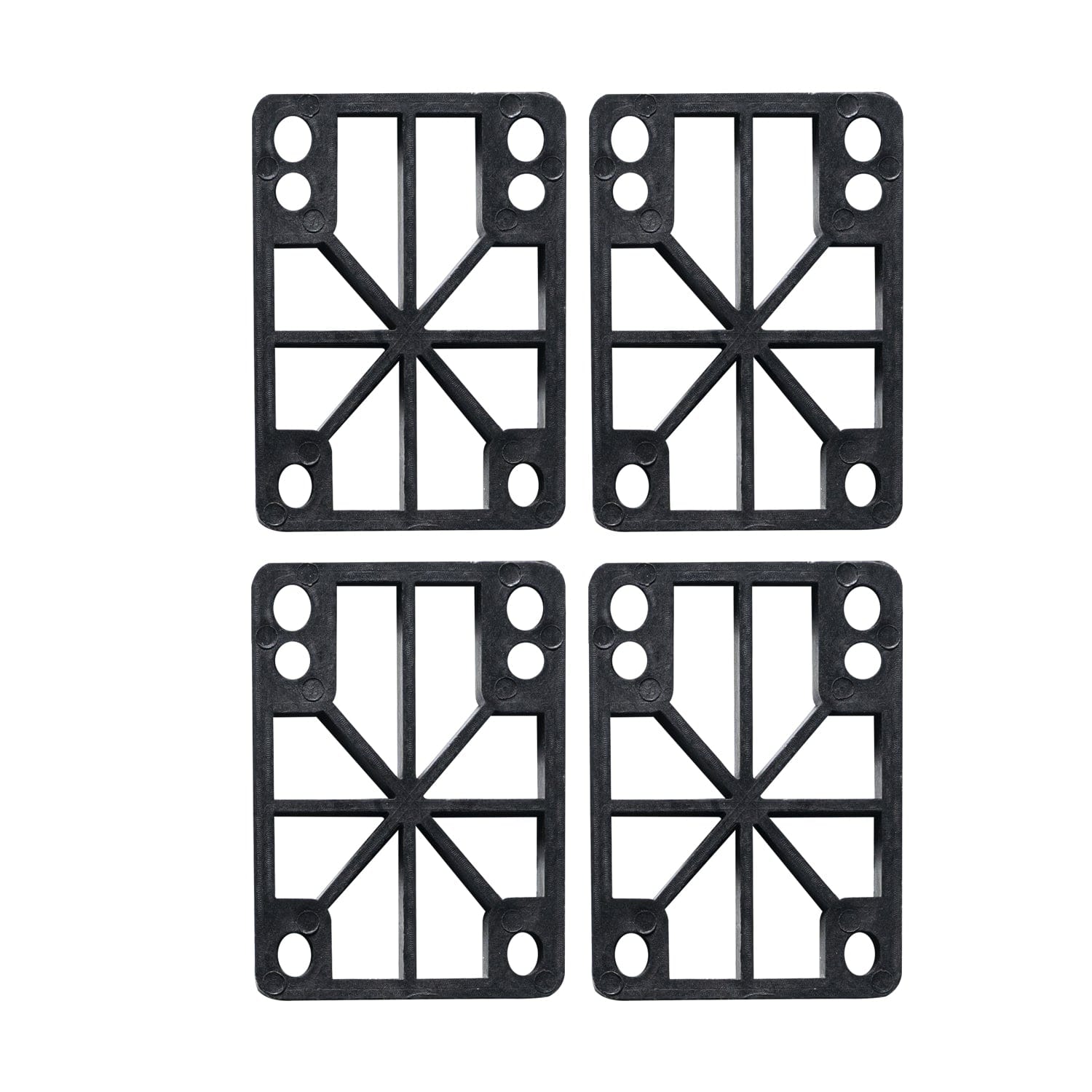 Set of four rubber riser pads for skateboards, enhancing wheel clearance