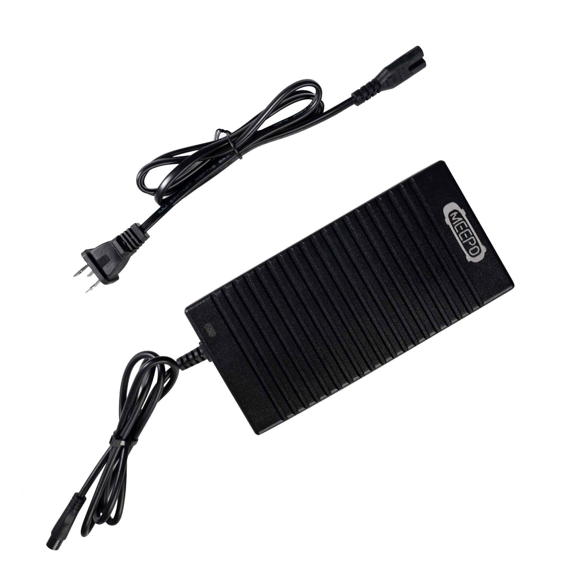 Meepo electric skateboard battery charger with power cable and 42V/50.4V output.