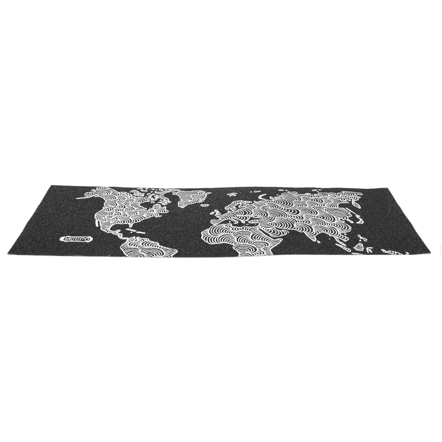 Worldmap grip tape for Meepo Hurricane Series skateboard with textured pattern