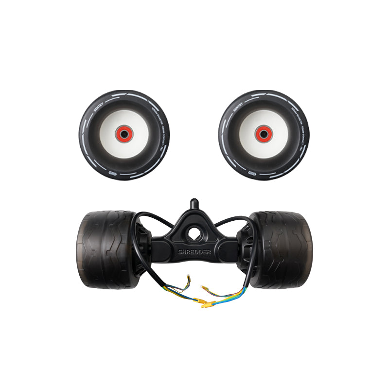 Meepo Donut 105mm Hub Motor Kit featuring two 105mm wheels and motor assembly.