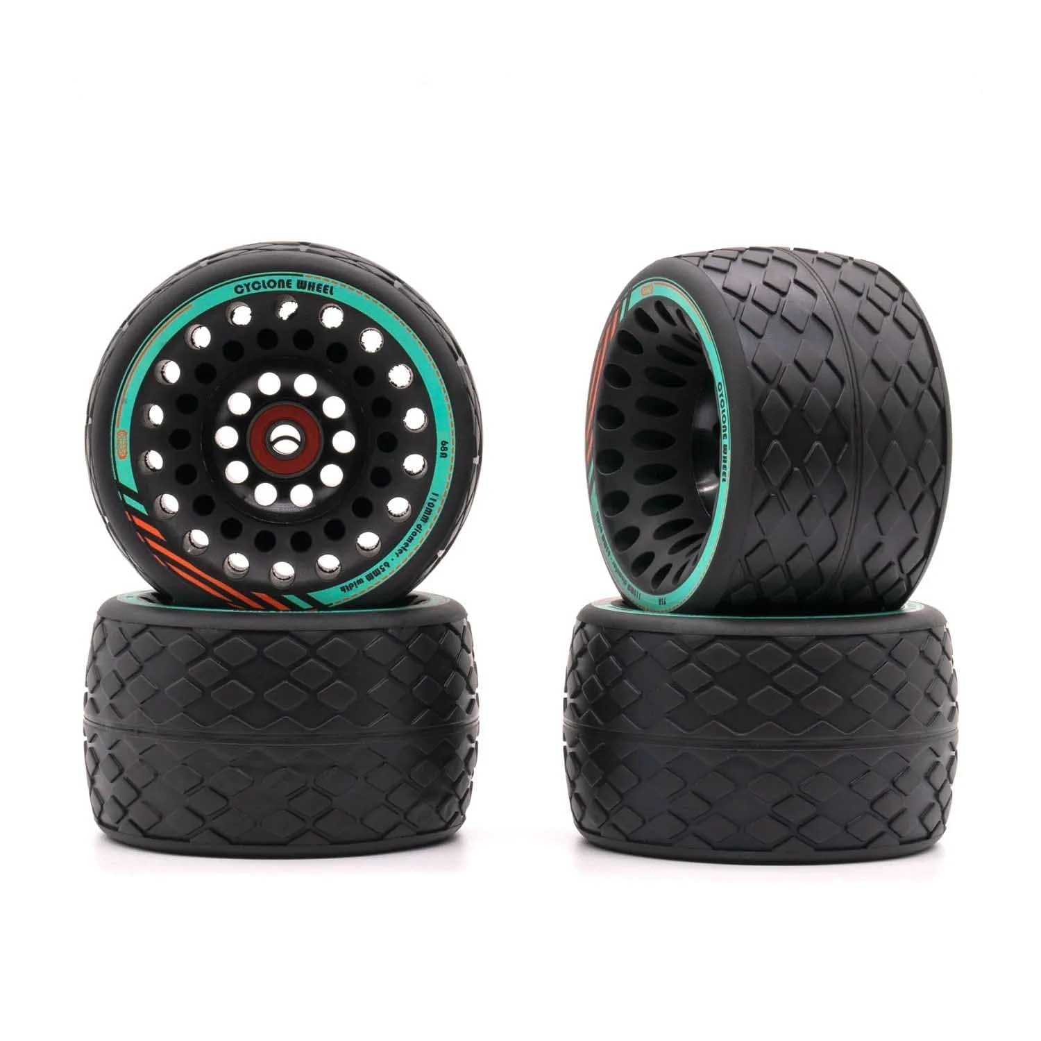 Meepo Cyclone 110s street wheels with unique grip tread design and vibrant detailing.