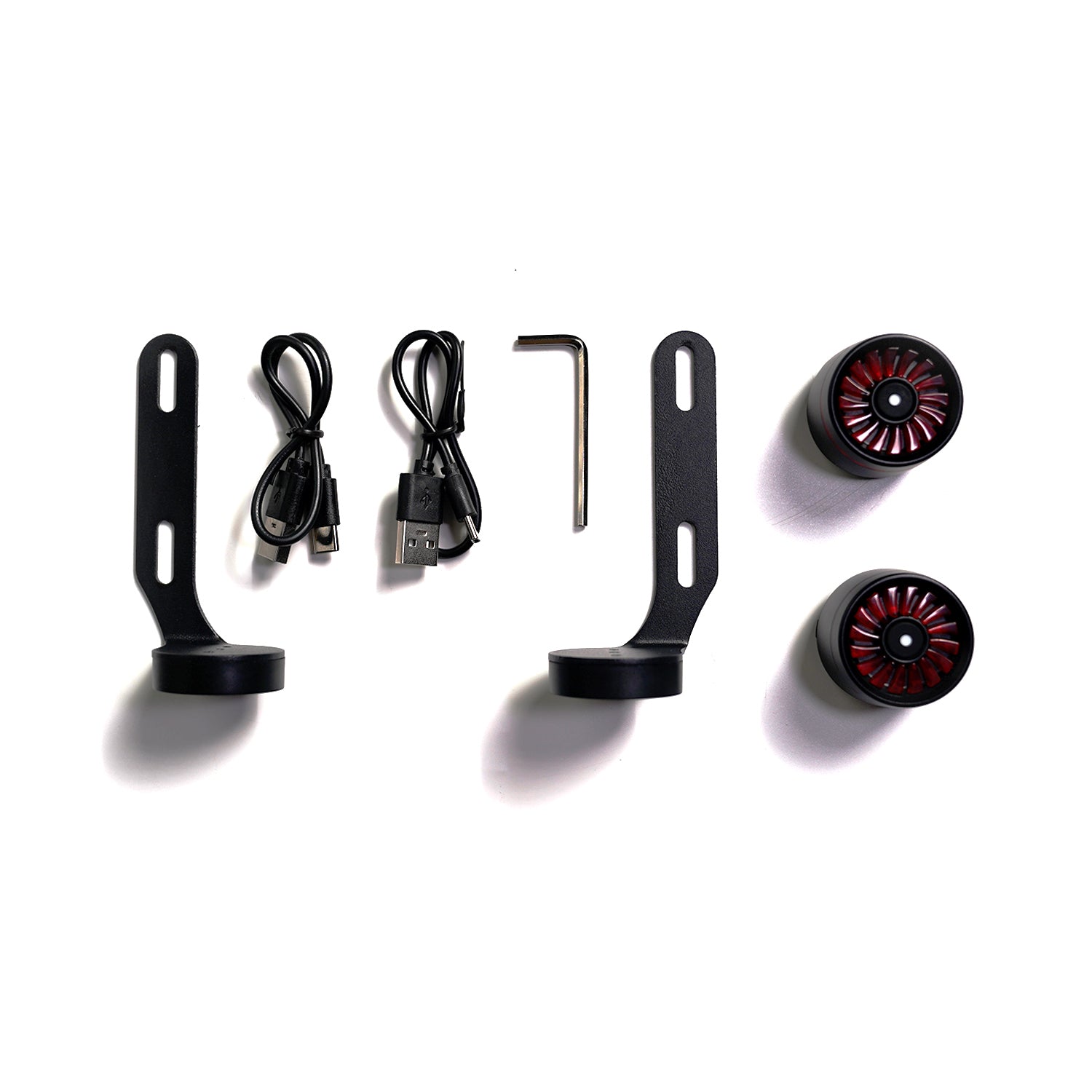 Meepo Board LED tail light kit with mounting brackets and charging cables