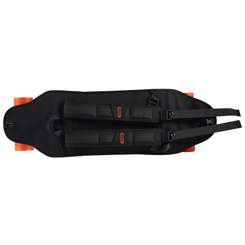 Meepo backpack with straps for securely carrying electric skateboards.