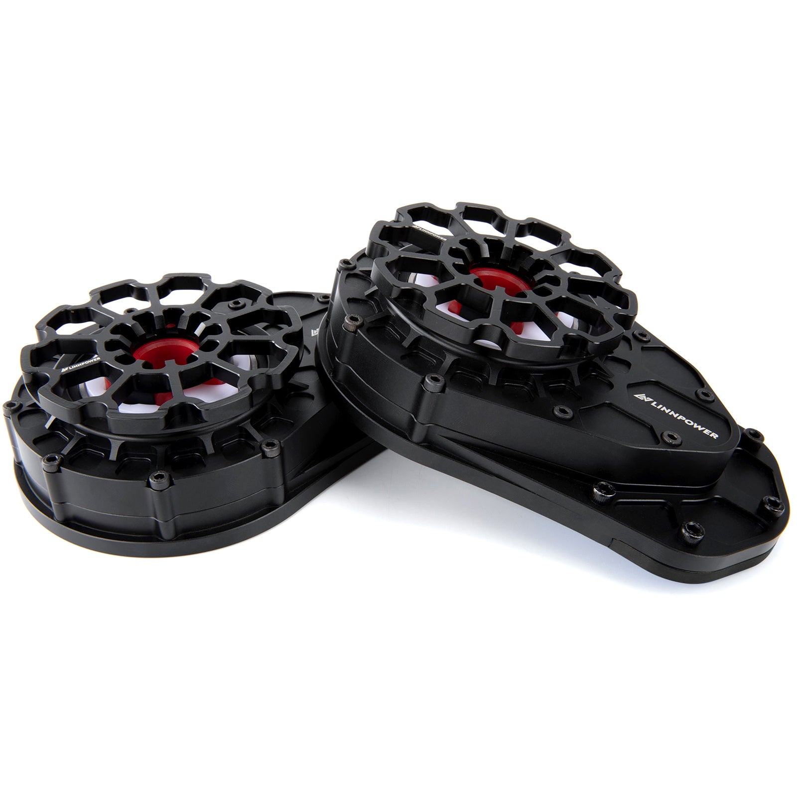 Meepo gear drive kit featuring dual black boxes with ventilation and detailed design.