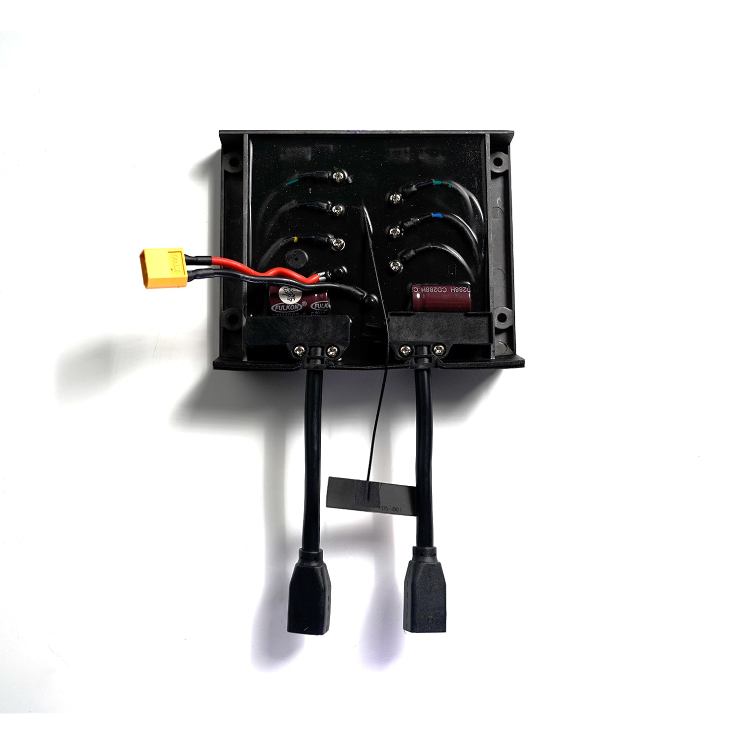 Hurricane Series ESC with cooling fins and dual connector cables for electric skateboards