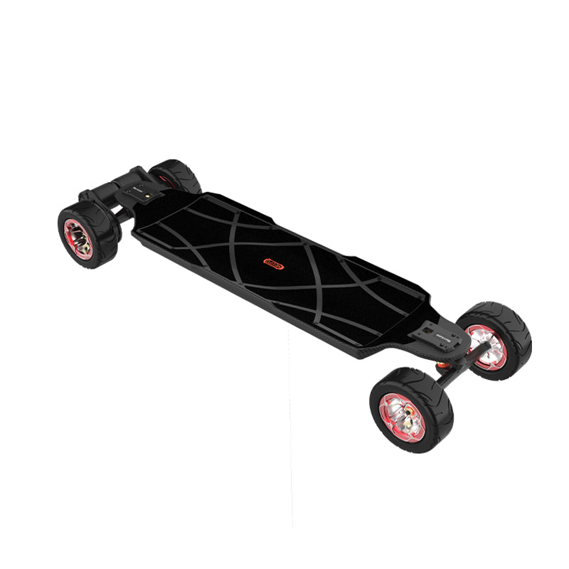 Meepo Hurricane Ultra X electric skateboard with large wheels and a sleek black deck.